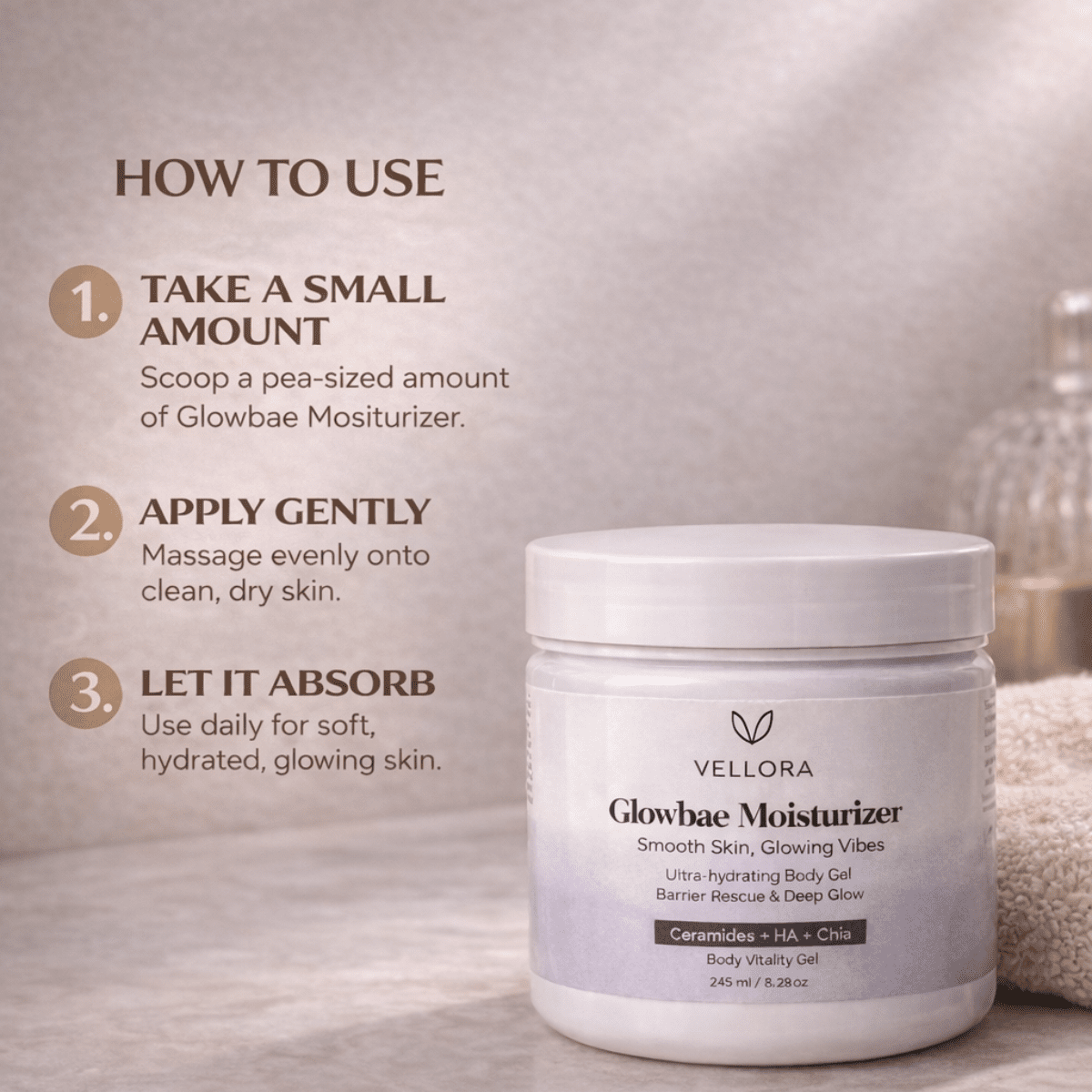 Glowbae Moisturizer – 245ml || Vellora