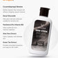 Vellora Dark Strom Body Wash ingredient highlights featuring charcoal, aloe vera, green tea extract and gentle cleansers