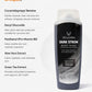 Key ingredients of Vellora Dark Strom Body Wash including charcoal, aloe vera, green tea extract and panthenol