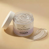 Vellora Glowbae moisturizer jar with transparent gel texture, ultra hydrating body gel moisturizer with ceramides, hyaluronic acid and chia for smooth glowing skin