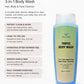 Vellora Tripce Body Wash displayed with daily use benefits for hair, body and face, highlighting instant clean, hydration and smooth skin