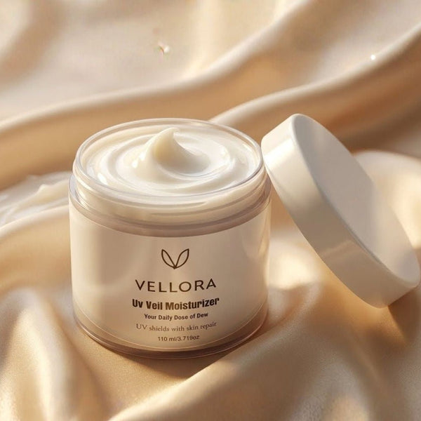 Vellora UV Veil Moisturizer with UV protection for acne-prone skin, daily hydration and barrier repair