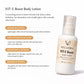 Vellora VIT-E Boost Body Lotion highlighting serum-in-lotion formula, deep hydration, brightening repair, and skin barrier support benefits
