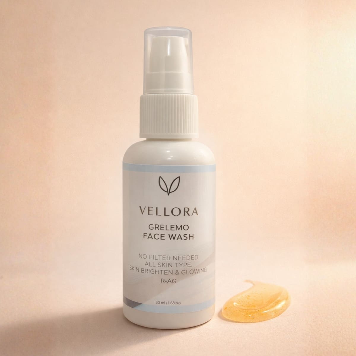 Vellora Grelemo Face Wash 50ml for all skin types, gentle daily cleanser that brightens skin and boosts natural glow