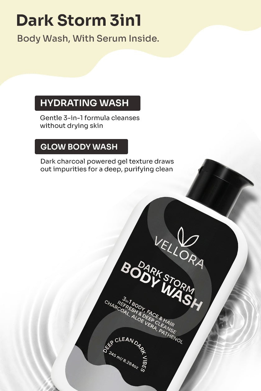Dark Storm Charcoal Shower Gel 3-in-1 for Body, Face & Hair - 245ml