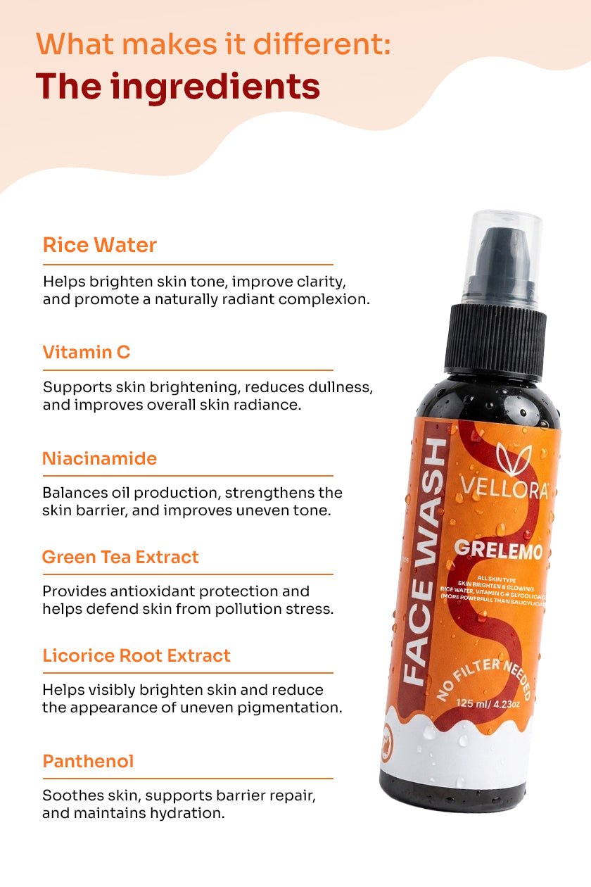 GreLemo Face Wash with Vitamin C & Rice Water - 125 ml