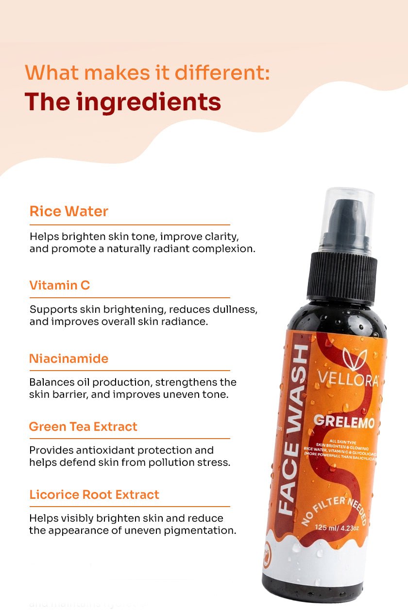 GreLemo Face Wash with Vitamin C & Rice Water - 125 ml