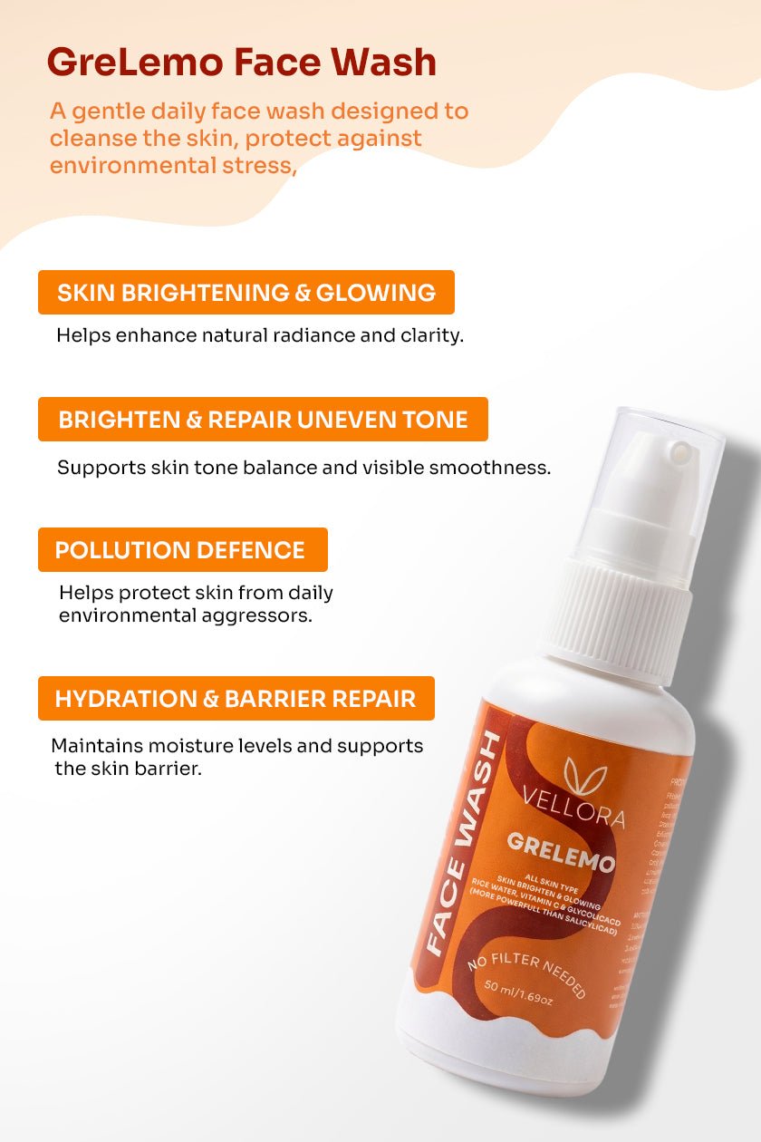 GreLemo Face Wash with Vitamin C & Rice Water - 50 ml