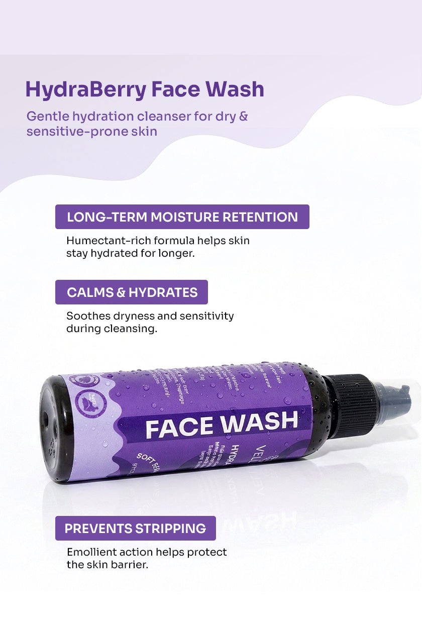 Hydraberry Face Wash with Cica, Niacinamide & Ceramides for Dry Skin - 125ml