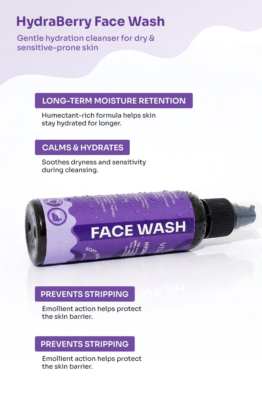 Hydraberry Face Wash with Cica, Niacinamide & Ceramides for Dry Skin - 125ml
