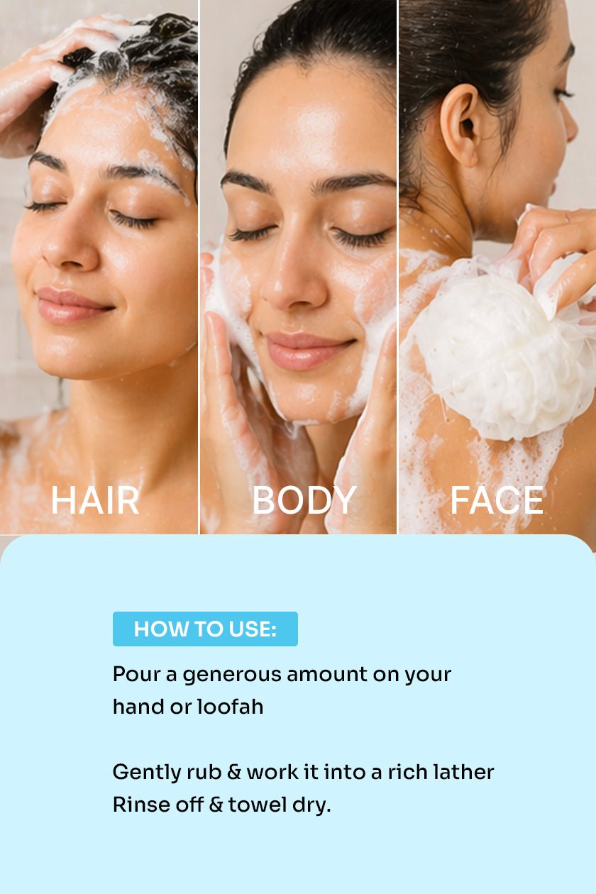 Shower Gel with Aqua & Cucumber 3-in-1 for Body, Face & Hair - 500ml